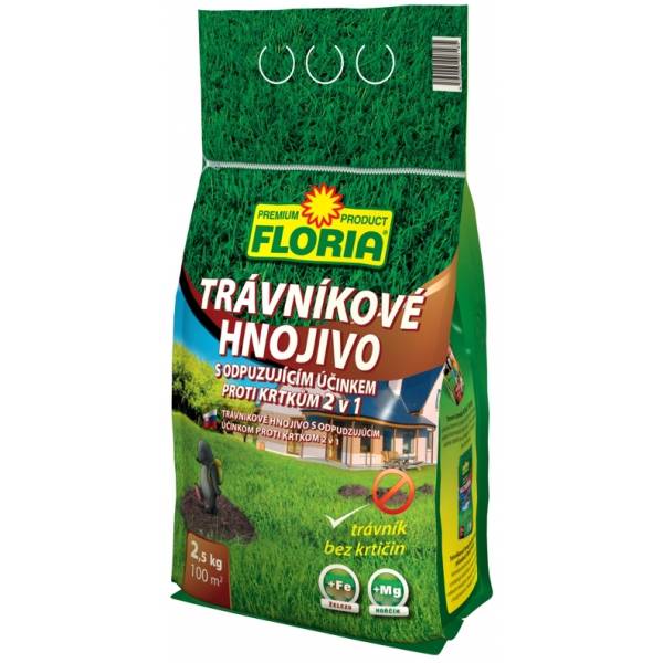 Trávníkové hnojivo s odpuzujícím účinkem proti krtkům 2 v 1 2,5 kg